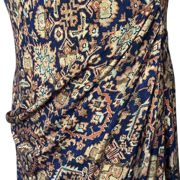 Peruvian Connection Sleeveless Midi Dress Chavin Ruched Aztec Sheath Size Medium - Picture 5 of 9